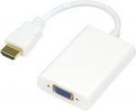 DELTACO HDMI till VGA-adapter, 19-pin ha - 15-pin+3,5mm, 0,2m, vit