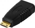 DELTACO HDMI-adapter, mini HDMI ha till HDMI ho, 19-pin, guldpläterad