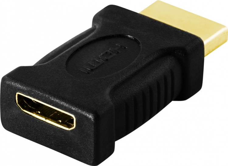 DELTACO HDMI-adapter, mini HDMI ho till HDMI ha, 19-pin, guldpläterad