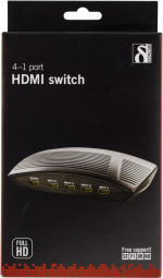 DELTACO manuell HDMI-switch, 4 ingångar till en utgång, 19-pin hona