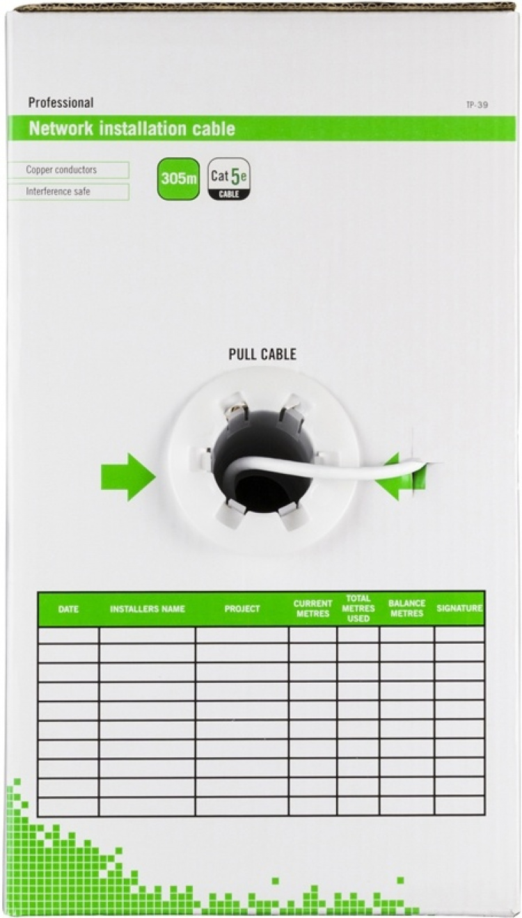 DELTACO U/UTP installationskabel, Cat5e, 305m, vit DELTACO U/UTP installationskabel, Cat5e, 305m, vit