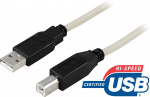 DELTACO USB 2.0 kabel Typ A hane - Typ B hane 2m, beige (USB-218) DELTACO USB 2.0 kabel Typ A hane - Typ B hane 2m, beige (USB-218)
