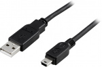 DELTACO USB 2.0 kabel Typ A Hane - Typ Mini B Hane 0,5m, svart
