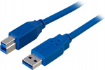 DELTACO USB 3.0 kabel, Typ A hane - Typ B hane, 2m, blå
