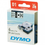 DYMO D1 etiketteertape standaard 6mm, zwart op wit, 7m rol DYMO D1 etiketteertape standaard 6mm, zwart op wit, 7m rol