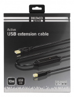 DELTACO PRIME USB 2.0 kabel Typ A hane - Typ B hane, aktiv, 10m, svart