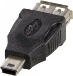 DELTACO USB-adapter Type A ho - Type Mini-B ha, zwart (USB-72)