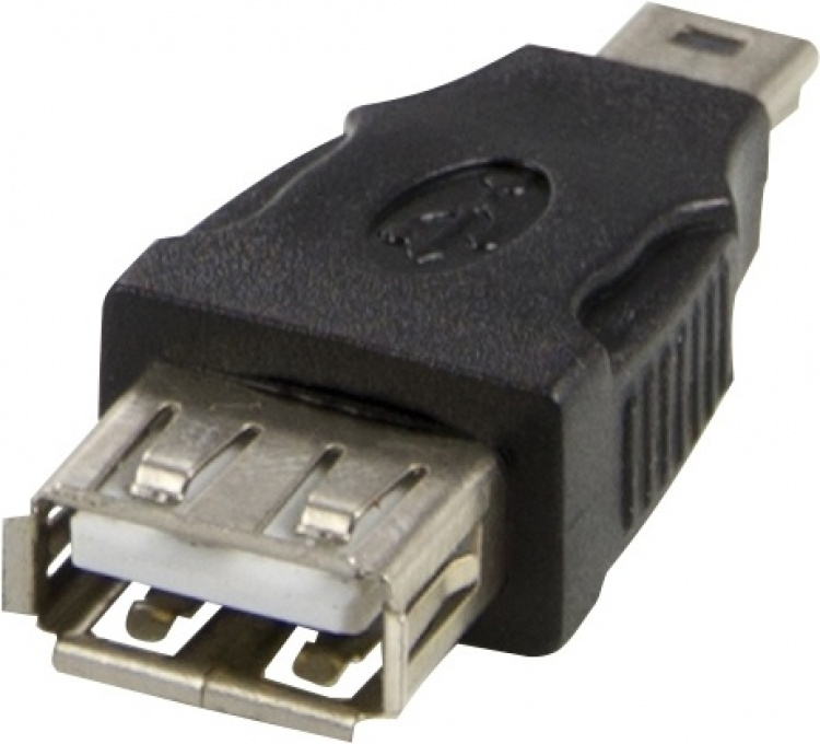 DELTACO USB-adapter Type A ho - Type Mini-B ha, zwart (USB-72)