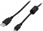 DELTACO USB 2.0-kabel Type A male - Type Micro A male 2m, zwart (USB-361S)