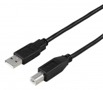 DELTACO USB 2.0 kabel Typ A hane - Typ B hane 0,5m, svart