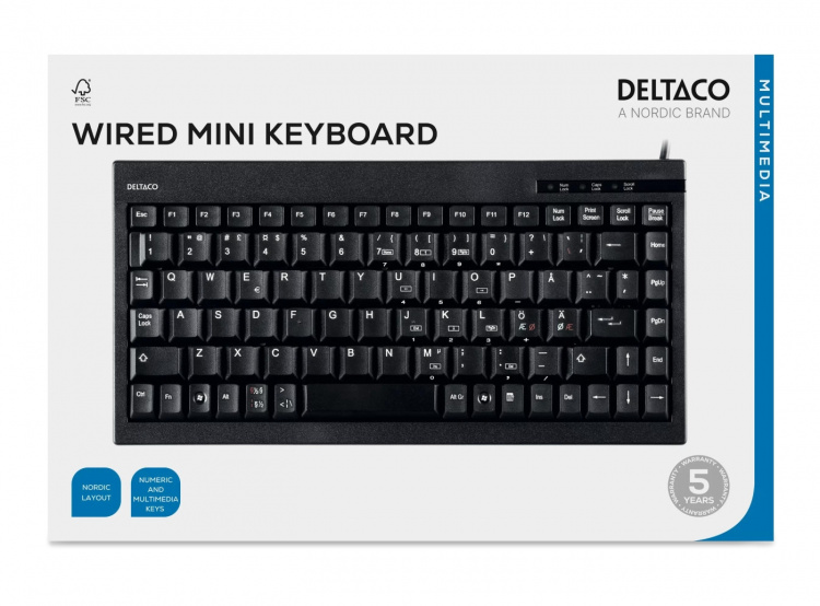 DELTACO minitangentbord USB, svart