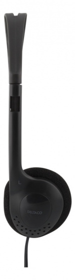DELTACO Stereo Headphones, volymkontroll, 1x 3,5mm, ca 2m kabel