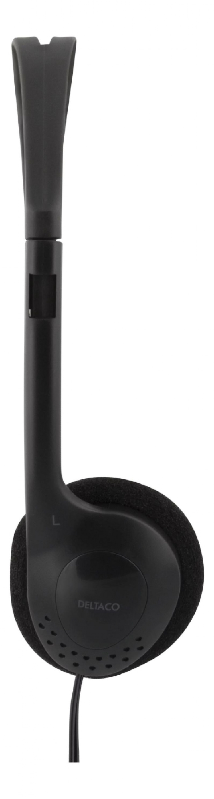 DELTACO Stereo Headphones, volymkontroll, 1x 3,5mm, ca 2m kabel