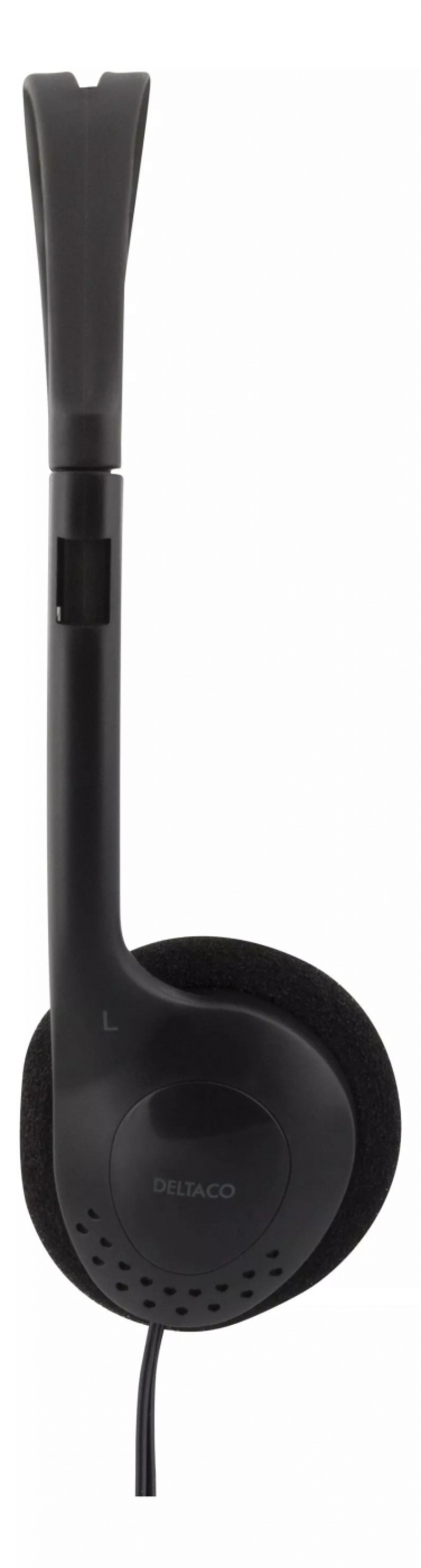 DELTACO Stereo Headphones, volymkontroll, 1x 3,5mm, ca 2m kabel