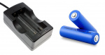 Batteriladdare för 18650-batterier + 2st 18650 batterier 2000mAh