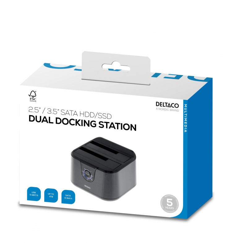 DELTACO USB 3.0 dockningsstation med kloning, 2x2,5/3,5 DELTACO USB 3.0 dockningsstation med kloning, 2x2,5/3,5