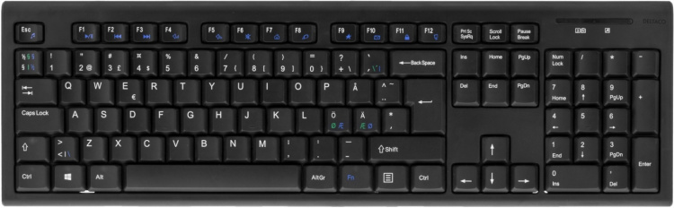 DELTACO trådlöst tangentbord, nordisk layout, USB, 10m, svart DELTACO trådlöst tangentbord, nordisk layout, USB, 10m, svart
