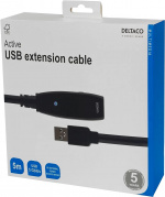 DELTACO PRIME aktiv USB 3.0-förlängningskabel, Typ A ha - ho, 5m, bl
