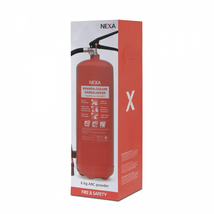 Nexa brandsläckare, RÖD 6kg ABC-pulver, väggfäste (13416) Nexa brandsläckare, RÖD 6kg ABC-pulver, väggfäste (13416)
