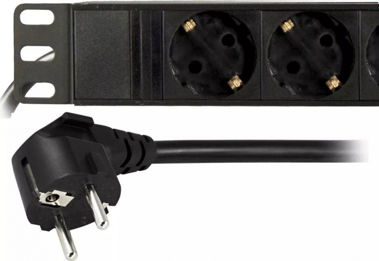 DELTACO Grenuttag med 10xCEE 7/4 uttag, 1xCEE 7/7, 0,501m 1U,3m, svart