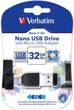 Verbatim Store\'n\'Go Nano USB Drive 32GB + OTG Adapter