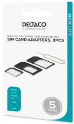 DELTACO SIM-kortsadapter för micro/mini/nano-sim, svart DELTACO SIM-kortsadapter för micro/mini/nano-sim, svart