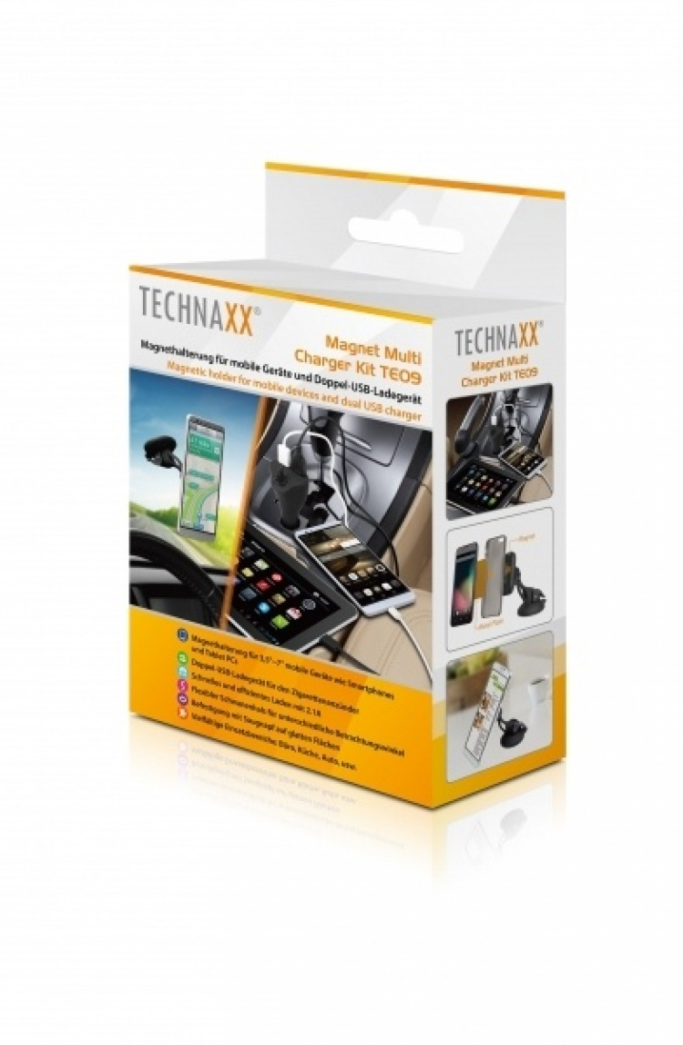 Technaxx Magnetische autohouder voor smartphones & tablets + auto-oplader (TE09)