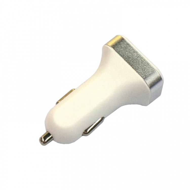 USB-autolader met 2 USB-poorten en display, Zilver USB-autolader met 2 USB-poorten en display, Zilver