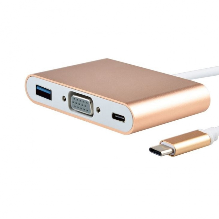 USB-C - VGA, multipoortadapter, goud