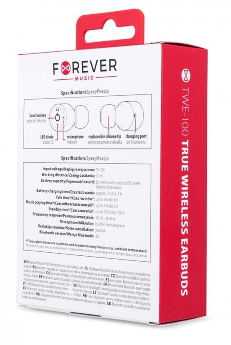 Forevertrue draadloze oordopjes TWE-100, Zwart
