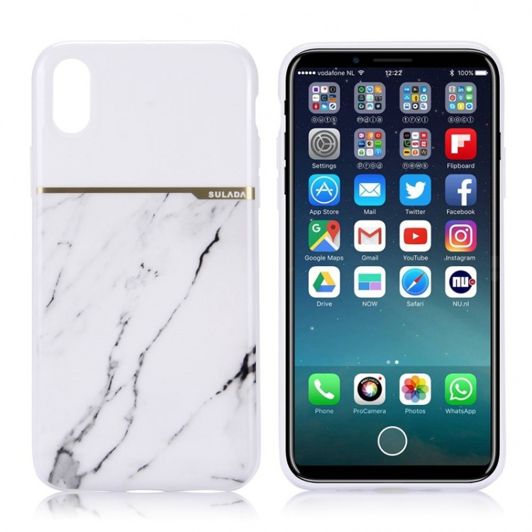 Zacht TPU hoesje voor iPhone X/XS, Wit marmer Zacht TPU hoesje voor iPhone X/XS, Wit marmer