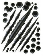 Stoere stickers voor auto/motor - kogelgaten en krabsporen Stoere stickers voor auto/motor - kogelgaten en krabsporen