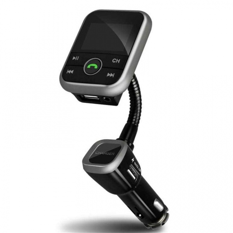 FM-zender met Bluetooth handsfree en autolader, 2.1A, zwart