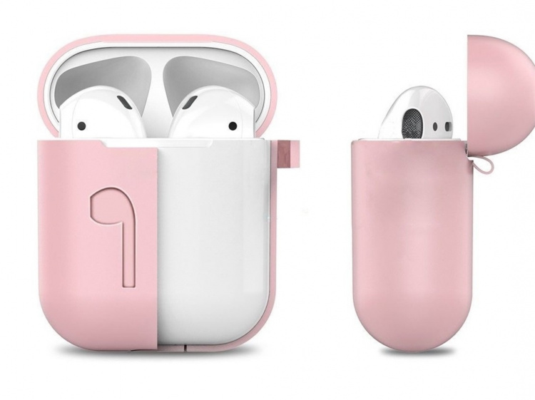 Siliconenkit voor Airpods, Siliconen hoesje, Riempje, Siliconen oordopjes, Karabijnhaak, Roze Siliconenkit voor Airpods, Siliconen hoesje, Riempje, Siliconen oordopjes, Karabijnhaak, Roze