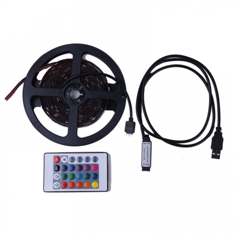 LED Strip, 2 meter, RGB met afstandsbediening, USB