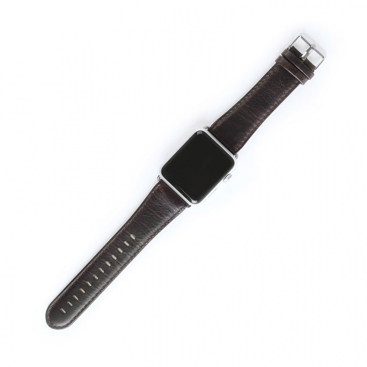 Horlogeband van imitatieleer voor Apple Watch, 42/44/45mm, Donkerbruin Horlogeband van imitatieleer voor Apple Watch, 42/44/45mm, Donkerbruin