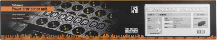 DELTACO grenuttag med 12xCEE 7/4 uttag, 1xCEE 7/7, petskydd, 3m, svart DELTACO grenuttag med 12xCEE 7/4 uttag, 1xCEE 7/7, petskydd, 3m, svart