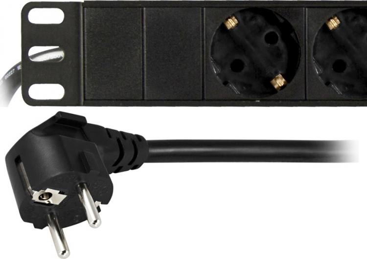 DELTACO Grenuttag med 8xCEE 7/4 uttag, 1xCEE 7/7, petskydd, svart