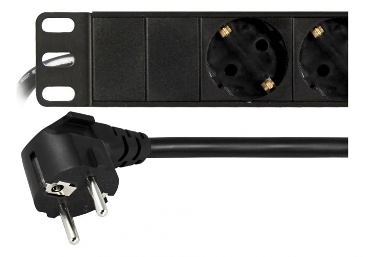 DELTACO Grenuttag, 8xCEE 7/4, 1xCEE 7/7, 2m kabel, svart