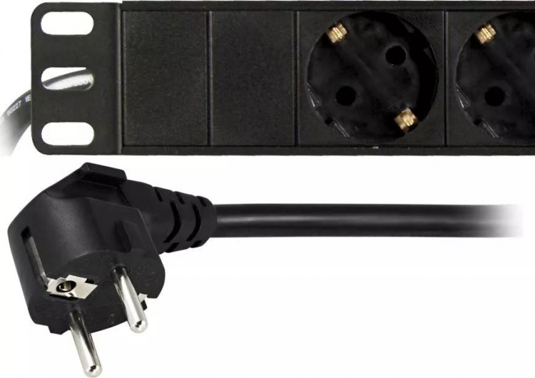 DELTACO Grenuttag, 8xCEE 7/4, 1xCEE 7/7, 2m kabel, svart