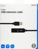 DELTACO PRIME USB förlängningskabel, aktiv, USB 2.0, 3m, svart DELTACO PRIME USB förlängningskabel, aktiv, USB 2.0, 3m, svart