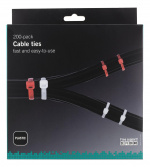 DELTACO buntband, 100mm & 200mm, 200-pack, röd/vit