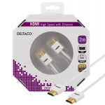 DELTACO thin HDMI cable, HDMI High Speed with Ethernet, 2m, white DELTACO thin HDMI cable, HDMI High Speed with Ethernet, 2m, white