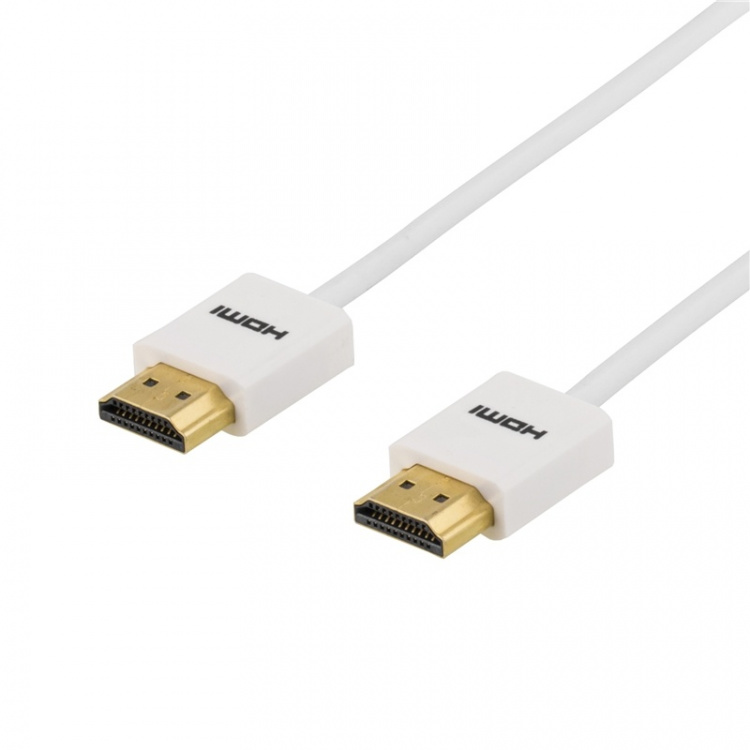 DELTACO thin HDMI cable, HDMI High Speed with Ethernet, 2m, white DELTACO thin HDMI cable, HDMI High Speed with Ethernet, 2m, white
