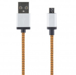 STREETZ USB cable, fabric coated, Type A M - Type Micro B, 1m, orange
