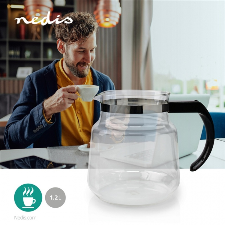 Nedis Glazen Koffiekan | Geschikt voor: Moccamaster K / KB/ 1 0PL / Excellent 10S | 1.2 l | Zwart Nedis Glazen Koffiekan | Geschikt voor: Moccamaster K / KB/ 1 0PL / Excellent 10S | 1.2 l | Zwart