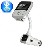 FM-zender met Bluetooth handsfree en autolader (Zilver) FM-zender met Bluetooth handsfree en autolader (Zilver)