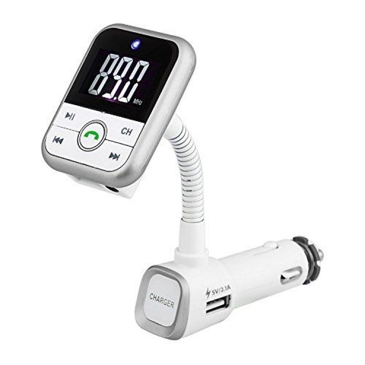 FM-zender met Bluetooth handsfree en autolader (Zilver) FM-zender met Bluetooth handsfree en autolader (Zilver)