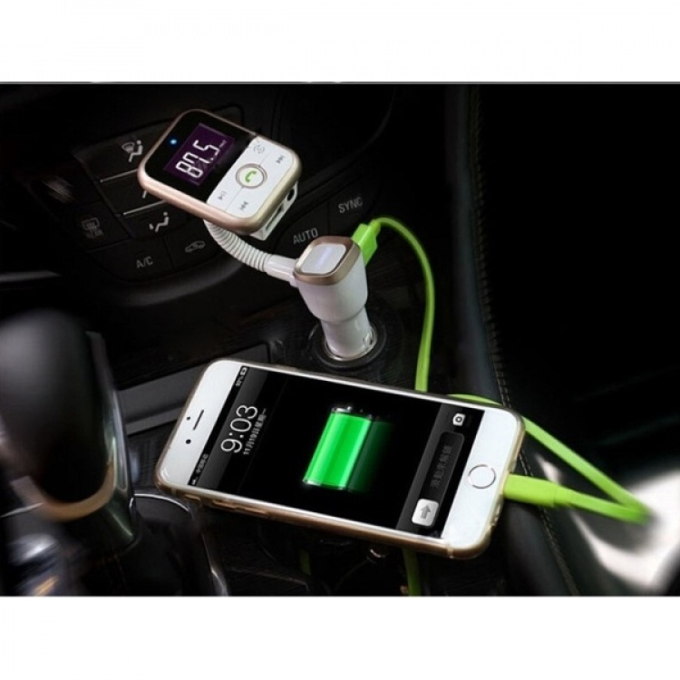 FM-zender met Bluetooth handsfree en autolader (Zilver) FM-zender met Bluetooth handsfree en autolader (Zilver)