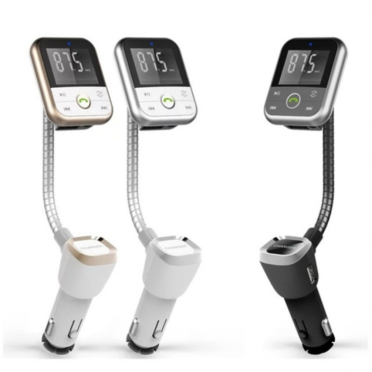 FM-zender met Bluetooth handsfree en autolader (Zilver) FM-zender met Bluetooth handsfree en autolader (Zilver)